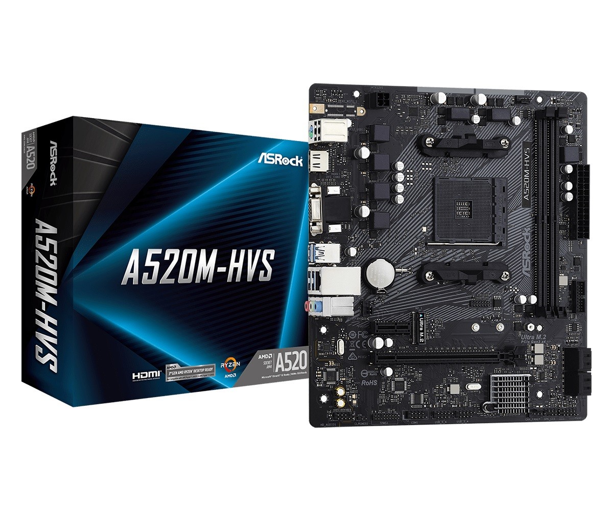ASRock  Motherboard A520M-HVS AM4 2DDR4 HDMI/VGA