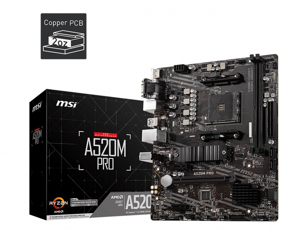 MSI  Motherboard A520M PRO AM4 2DDR4
