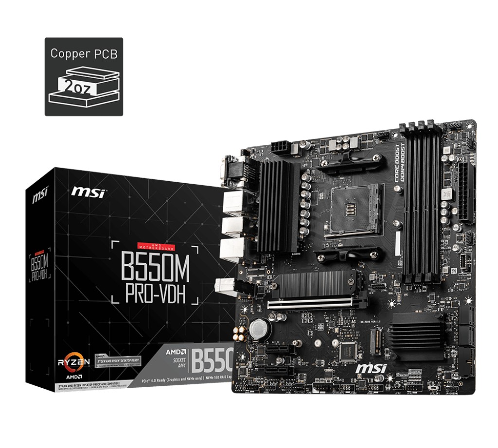 MSI  Motherboard B550M PRO-VDH AM4 4DDR4