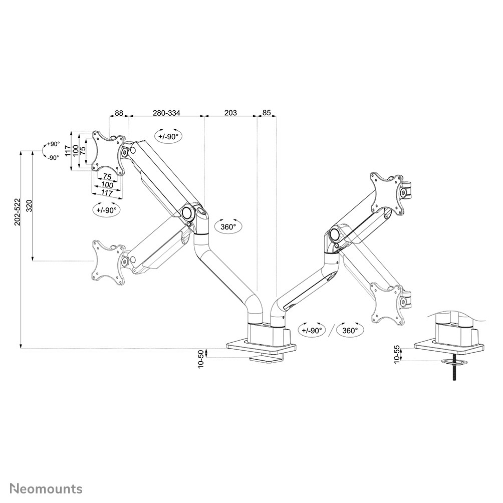 NEWSTAR Neomounts DS70S-950WH2 Monitor arm 17-35&quot