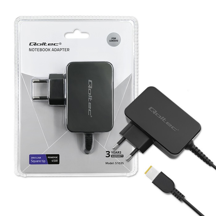 Qoltec  Power adapter for Lenovo 45W