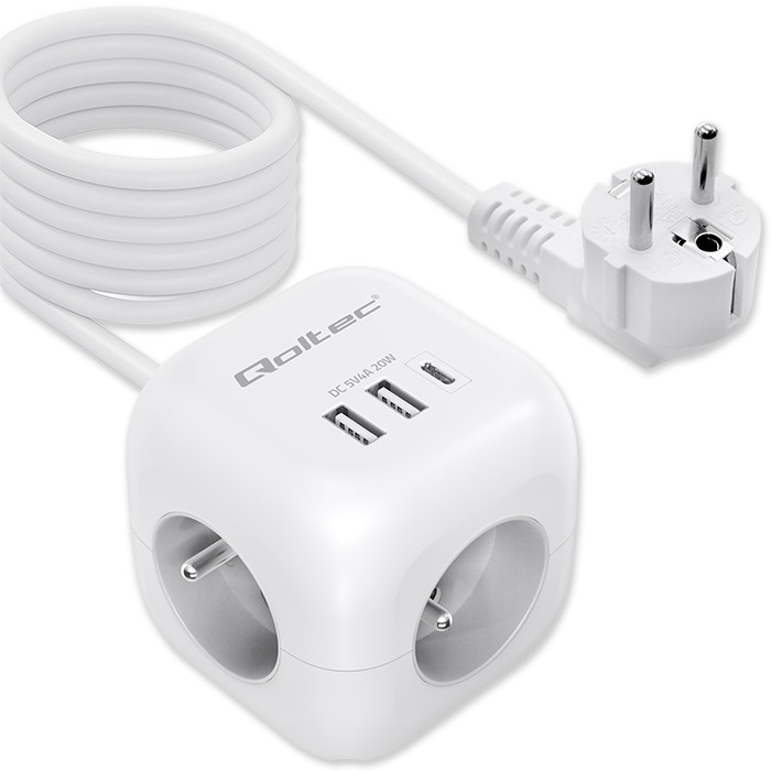 Qoltec Power cube 6in1 3x AC