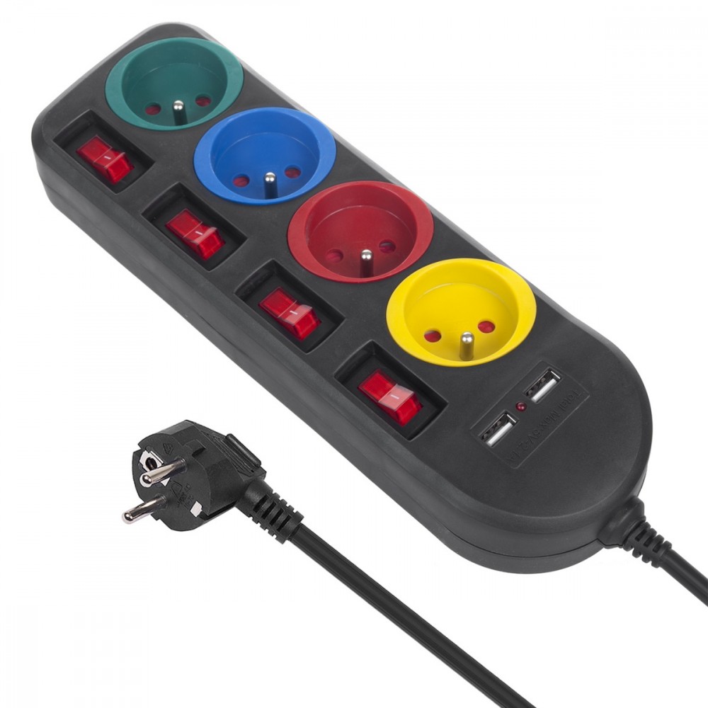 Maclean  Power strip 4 sockets 2xUSB