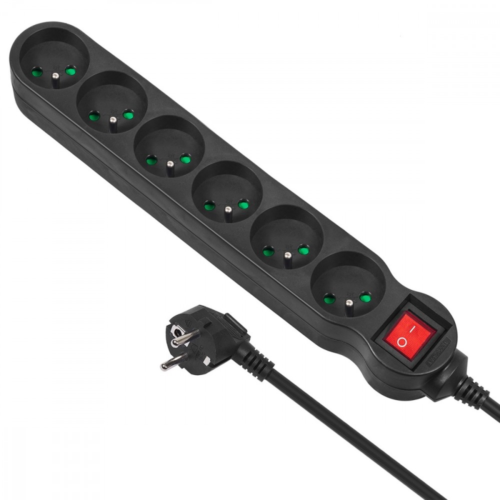 Maclean  Power Strip 6 Sockets On/off