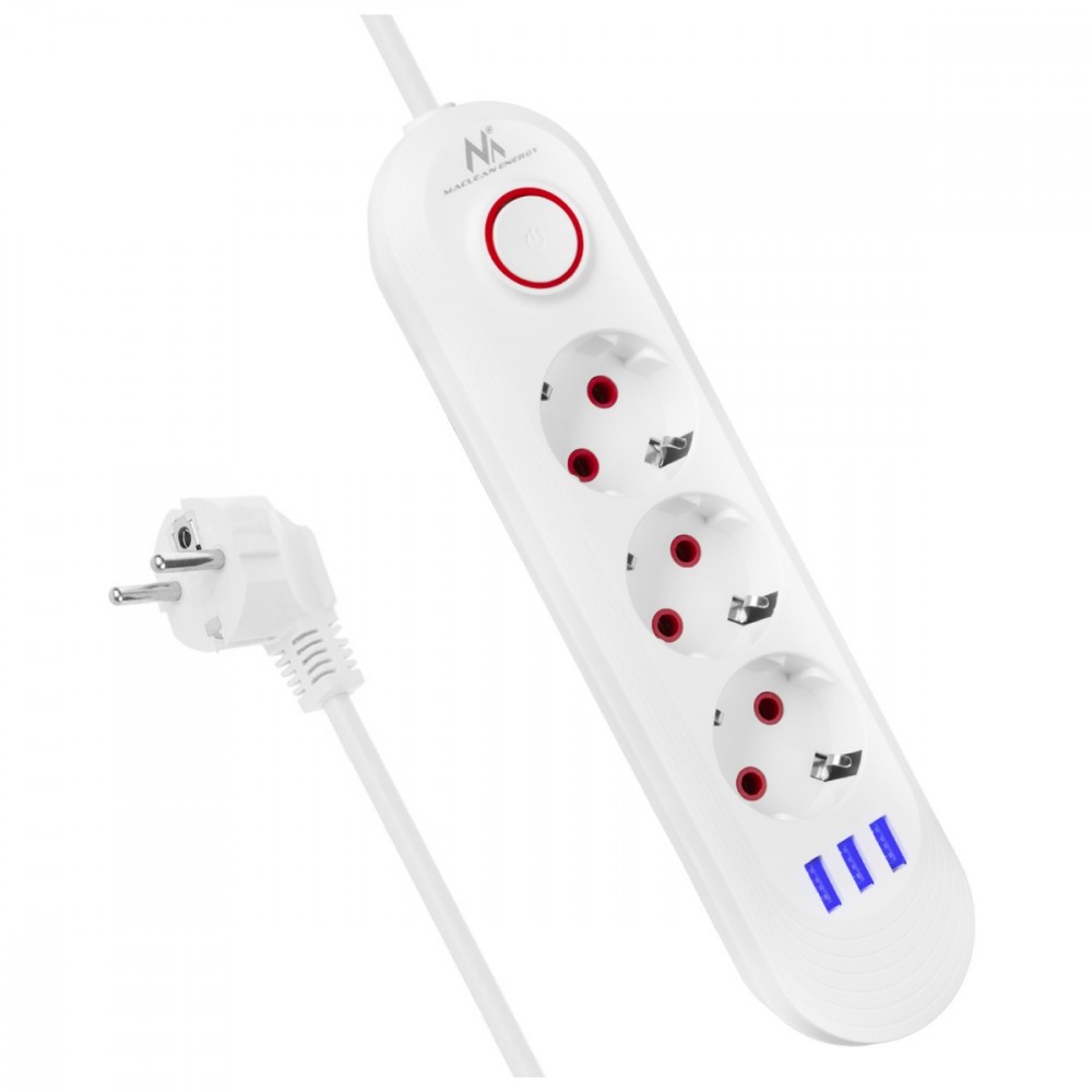 Maclean Power strip MCE394W 3 sockets