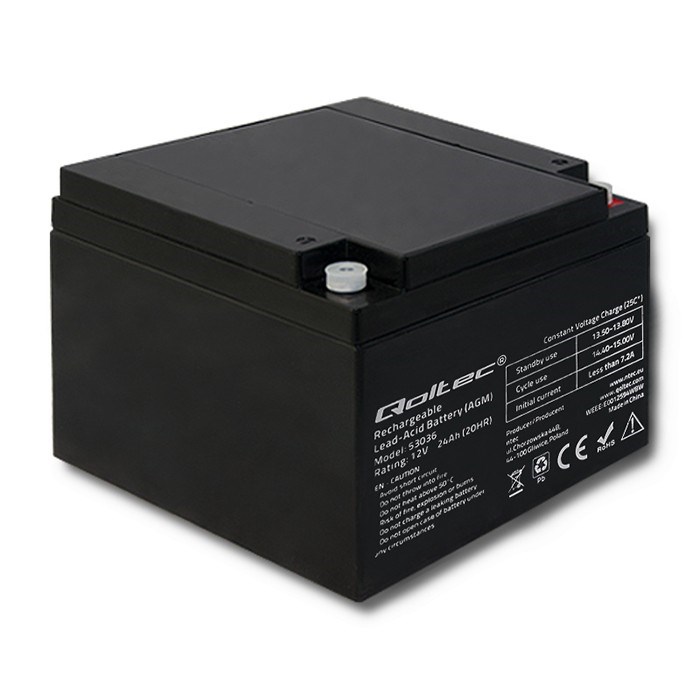 Qoltec Battery AGM 12V 24Ah max