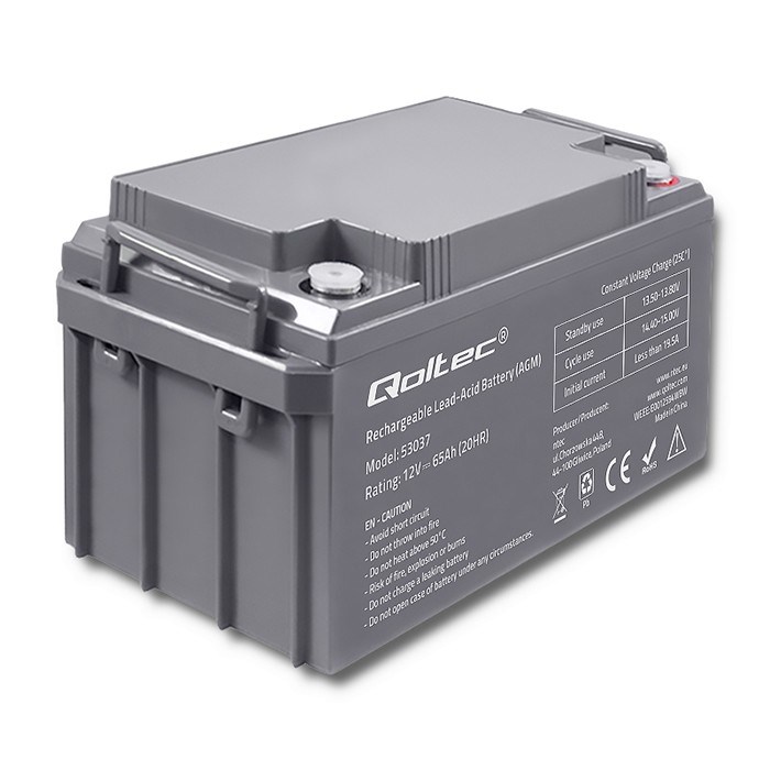 Qoltec 53037 AGM battery | 12V