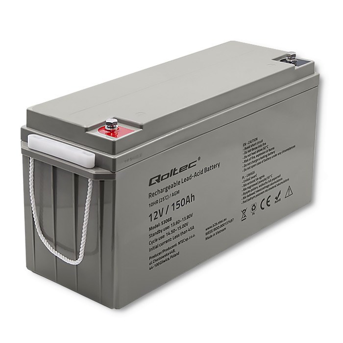 Qoltec AGM battery 12V 150Ah, max