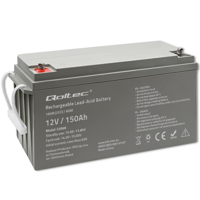 Qoltec 53068 AGM battery 12V 150Ah