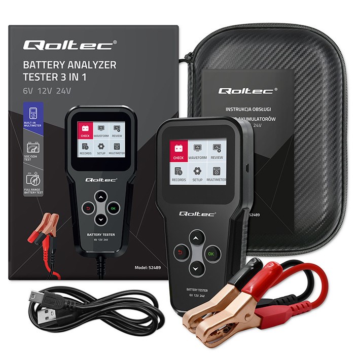 Qoltec Digital 3-in-1 Battery Tester with
