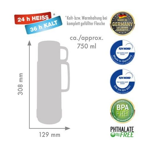 ROTPUNKT  Glass thermos, capacity 0.750
