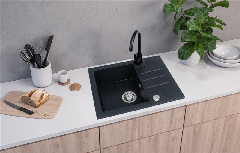 No name SINK ROCK30 BLCK+MIXER+SIF 1213091SEN