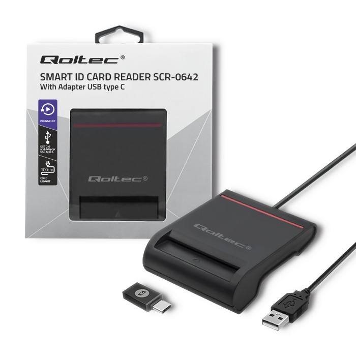 Qoltec  Smart chip card scanner USB