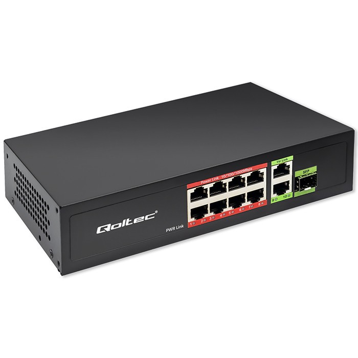 Qoltec  SWITCH 8x RJ45 PoE 2x