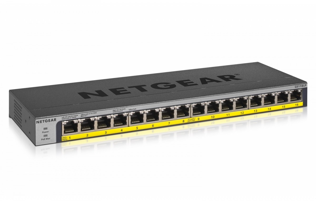 NETGEAR  Switch unmanaged GS116LP 16xGE PoE+