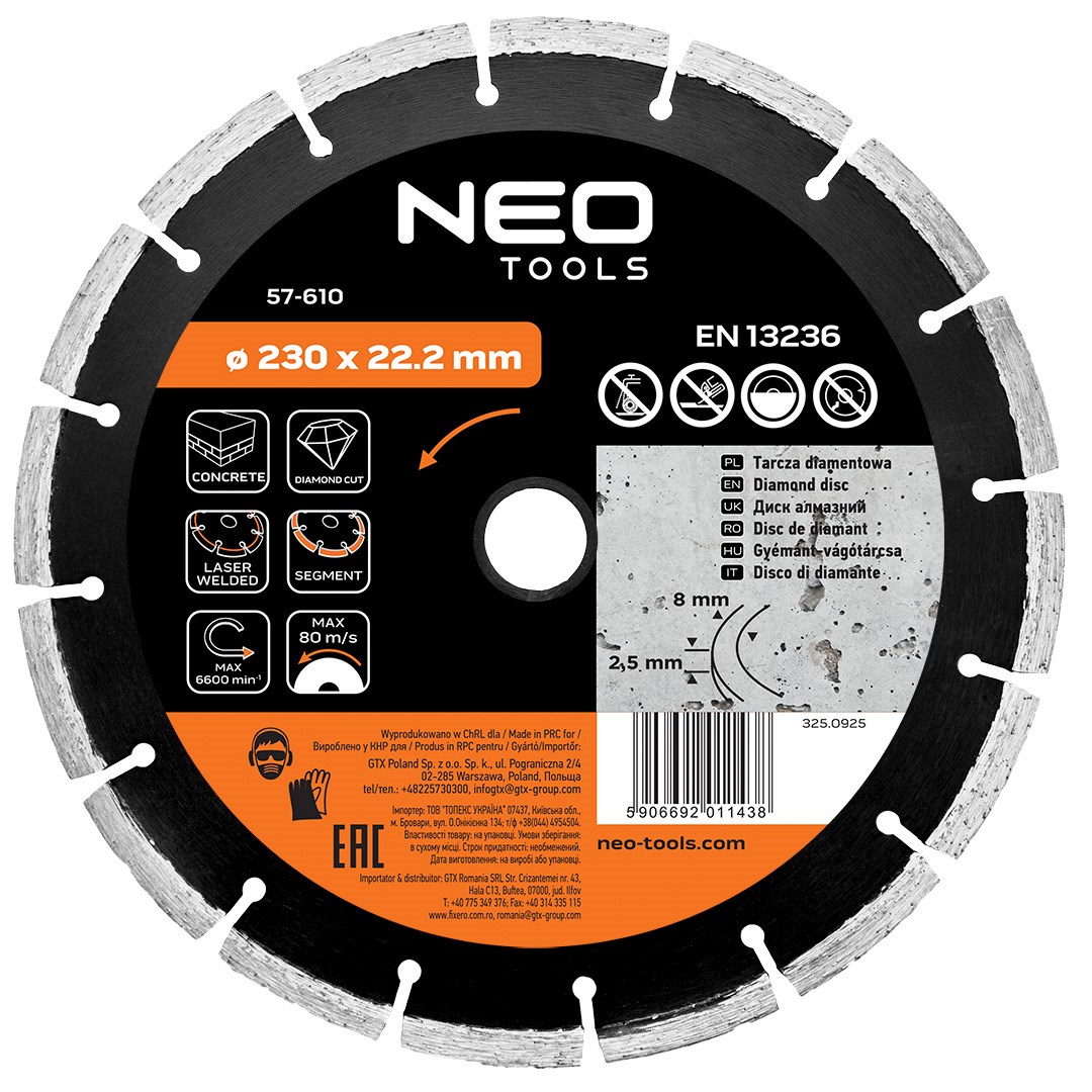 NEO TOOLS Tarcza diamentowa 230 x