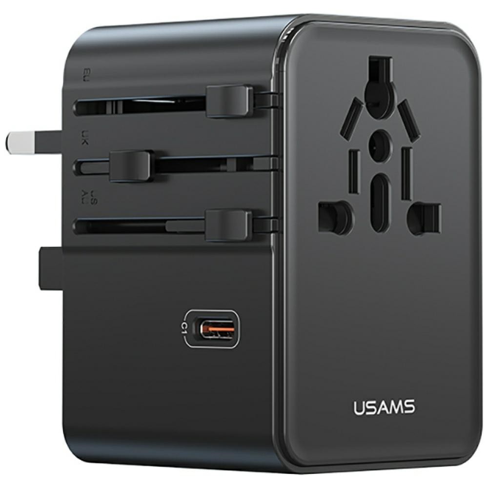 USAMS Travel adaper 70W US/AU/EU/UK black