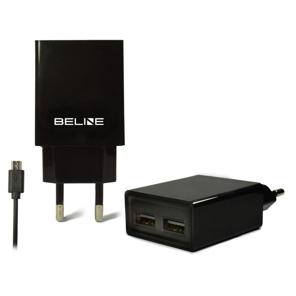 Beline Travel charger 2xUSB + microUSB