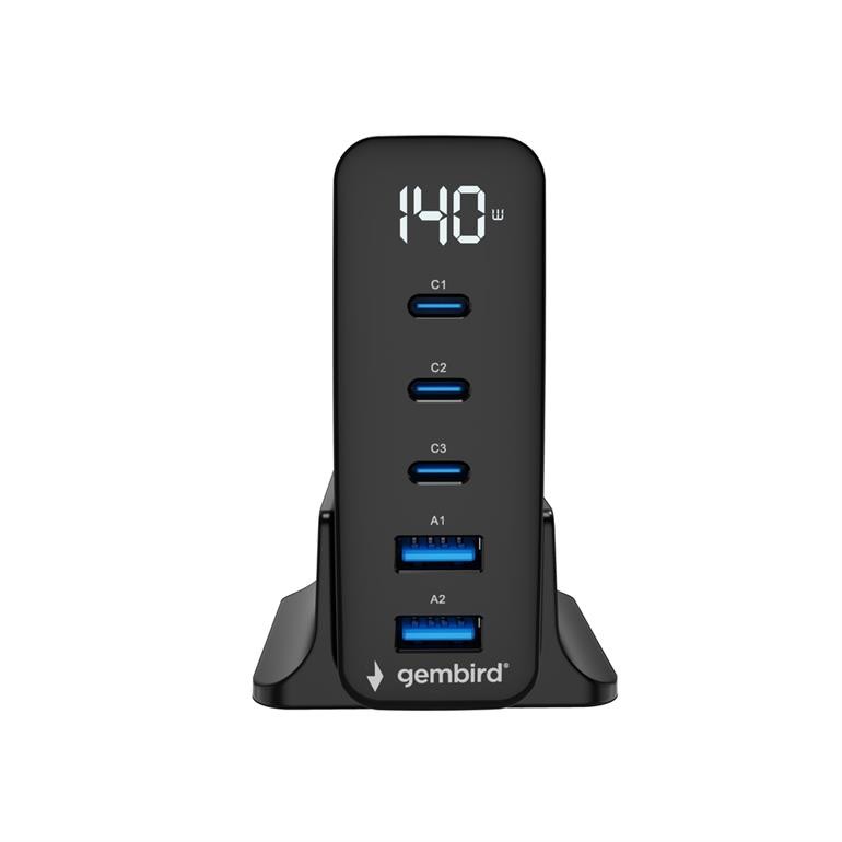 Gembird  Universal charger GaN 140W LCD