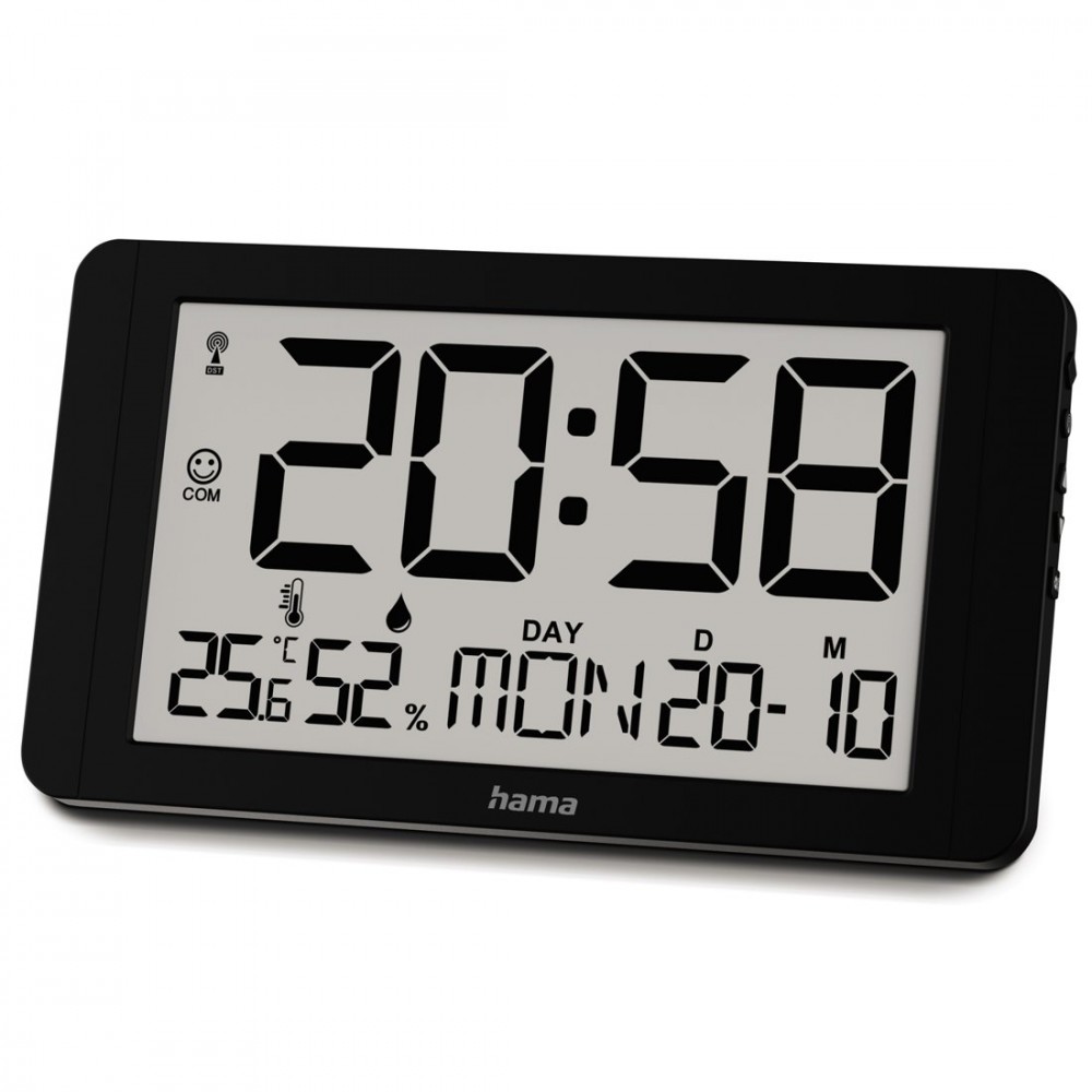 Hama Wall clock black cuba digital