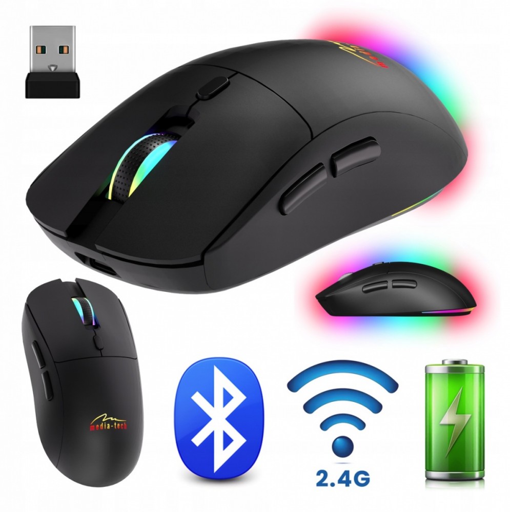 Media-Tech  Wireless mouse 2in1 (BT/RF)SILENT&RECHARGE |